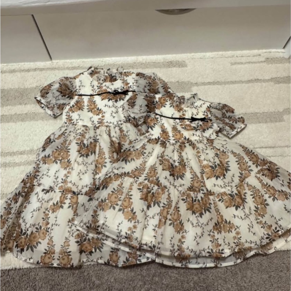Janie and Jack Floral Dress with Brown and Black Details